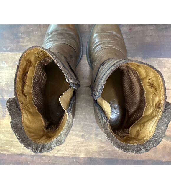 Naya Virtue Brown Leather Ankle Boots Women's Size 6 1/2 Buckle Zip Western Boho - Picture 9 of 14